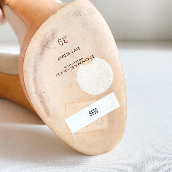 Donna Karan Collection Hand Tooled Detail Canvas Upper Beige Summer Heel… - Picture 8 of 10